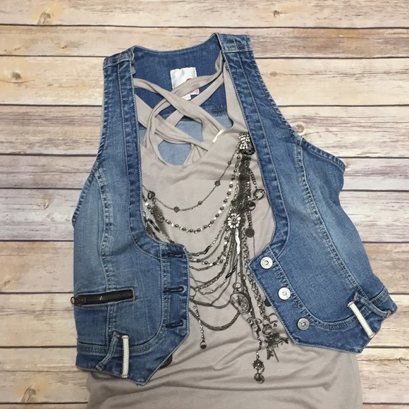 fitted denim vest